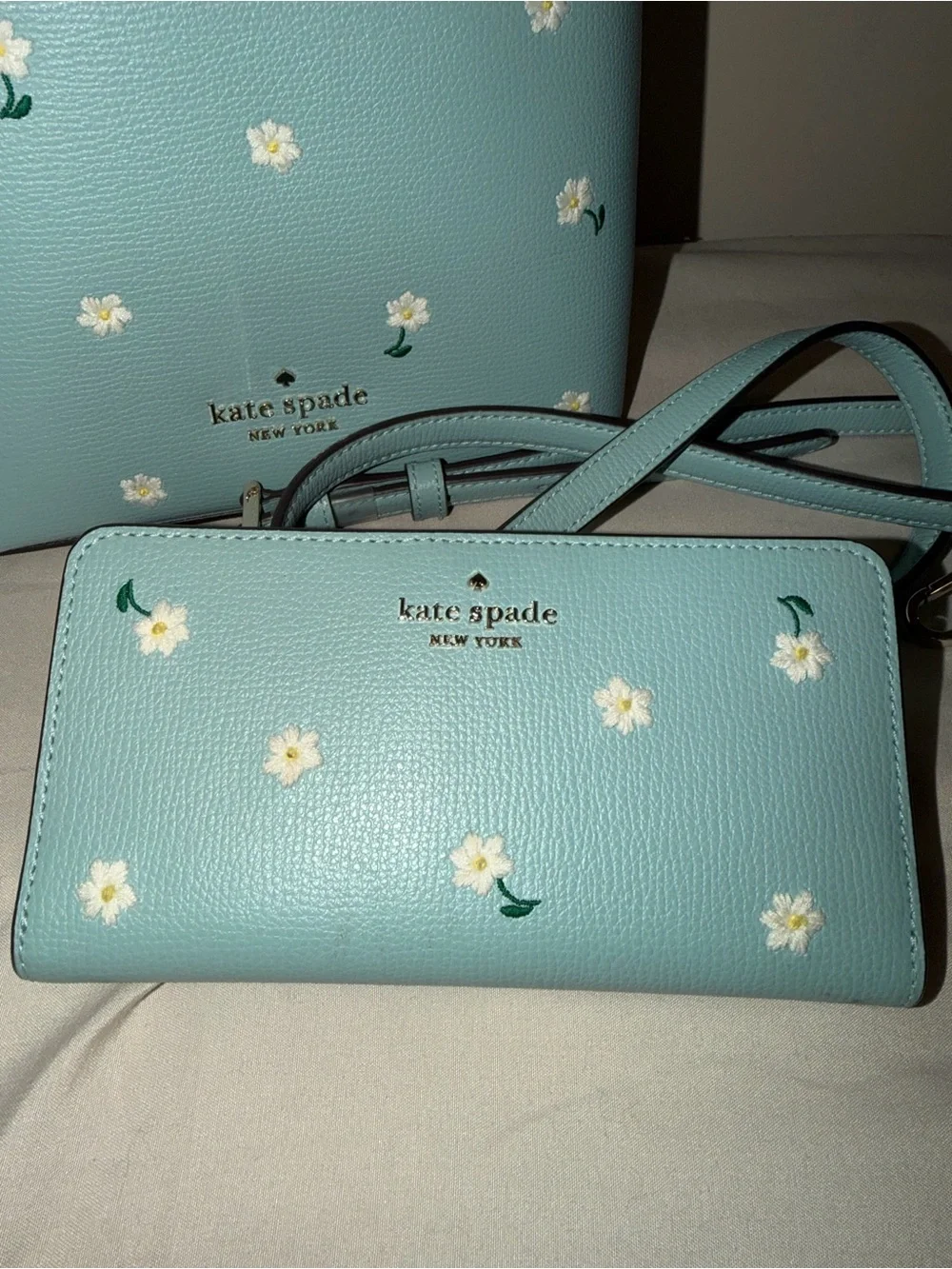 kate spade mint blue floral crossbody bag